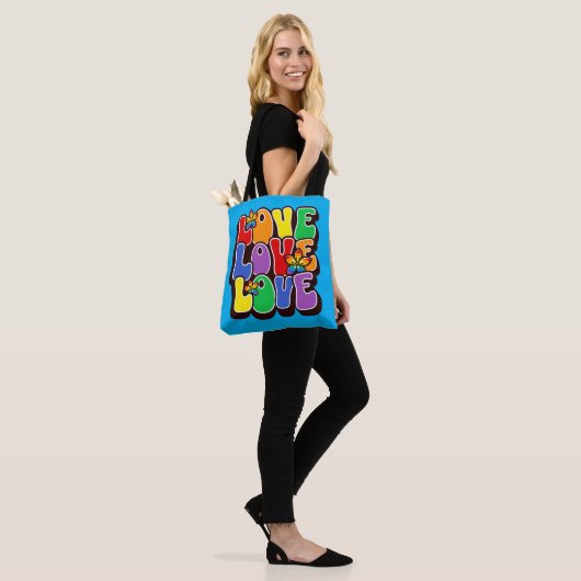 Rainbow Love Tote Bag (Op model)