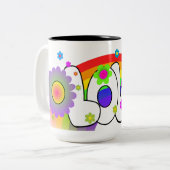 Rainbow Love Tweekleurige Koffiemok (Voorkant links)