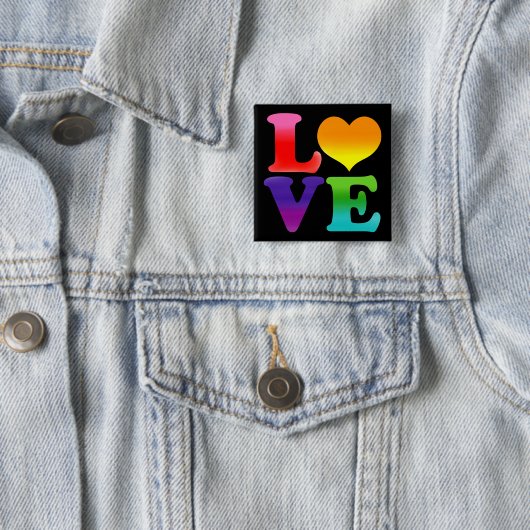 Rainbow Love Vierkante Button 5,1 Cm (In situ)