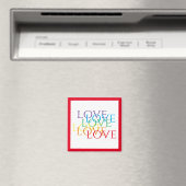 RAINBOW LOVE Vierkante Magneet / Rood (Insitu (Vaatwasser))
