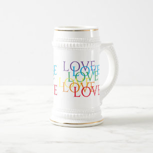 RAINBOW LOVE White & Gold Stein Bierpul