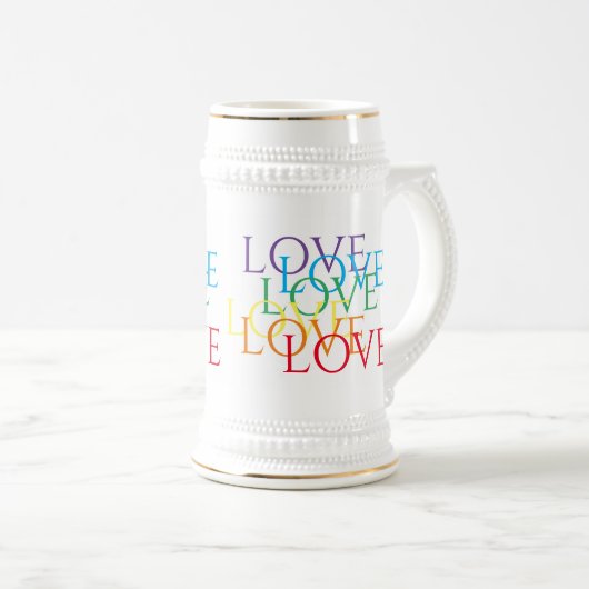 RAINBOW LOVE White & Gold Stein Bierpul (Voorkant rechts)