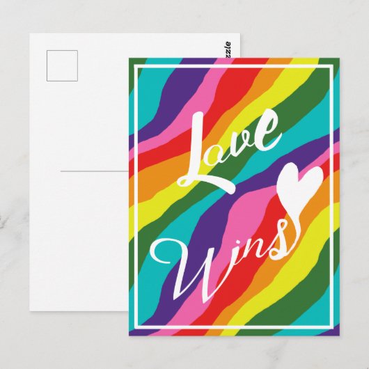Rainbow Love Wins Briefkaart (Voorkant / Achterkant)