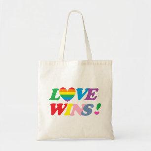Rainbow Love Wins Heart Canvas tas