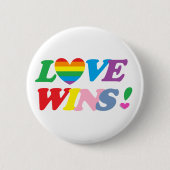 Rainbow Love Wins Heart LGBT Ronde Button 5,7 Cm (Voorkant)
