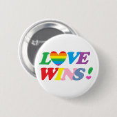 Rainbow Love Wins Heart LGBT Ronde Button 5,7 Cm (Voorkant /achterkant)