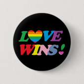 Rainbow Love Wins Heart LGBT Ronde Button 5,7 Cm (Voorkant)