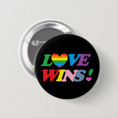 Rainbow Love Wins Heart LGBT Ronde Button 5,7 Cm (Voorkant /achterkant)
