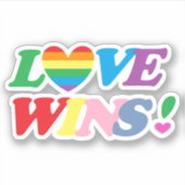 Rainbow Love Wins Heart LGBT Sticker (Voorkant)