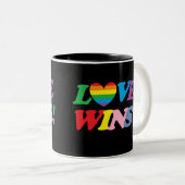 Rainbow Love Wins Heart LGBT Tweekleurige Koffiemok (Voorkant rechts)