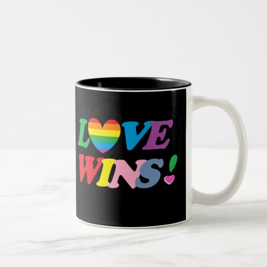 Rainbow Love Wins Heart LGBT Tweekleurige Koffiemok (Rechts)