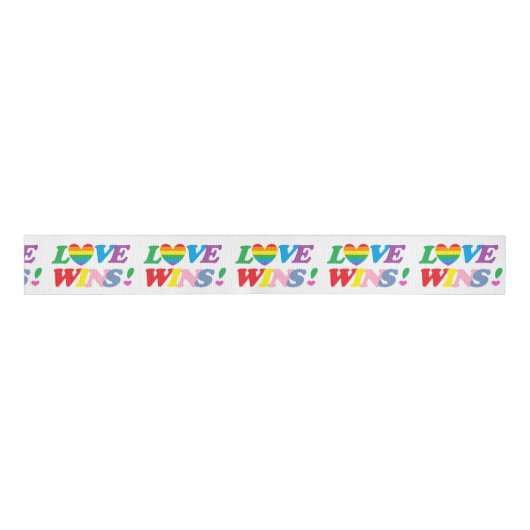 Rainbow Love Wins Pride Heart LGBT Grosgrain Lint (Voorkant)