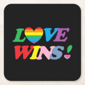Rainbow Love Wins Pride Heart LGBT Kartonnen Onderzetters (Voorkant)