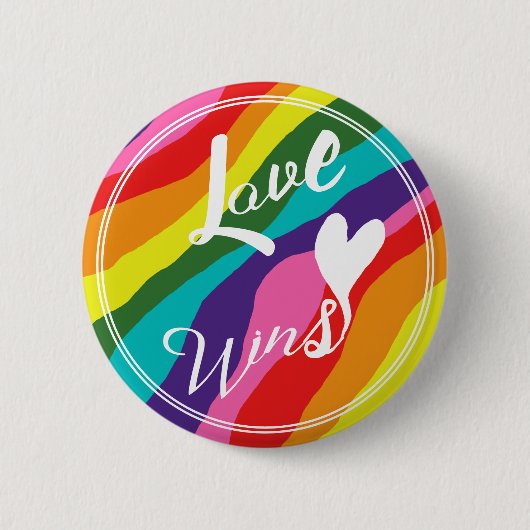 Rainbow Love Wins Ronde Button 5,7 Cm (Voorkant)
