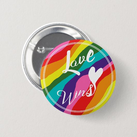 Rainbow Love Wins Ronde Button 5,7 Cm (Voorkant /achterkant)