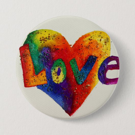 Rainbow Love Word Art Button of pin schilderen (Voorkant)