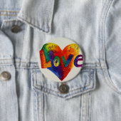 Rainbow Love Word Art Button of pin schilderen (In situ)