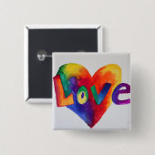 Rainbow Love Word Art Button of pin schilderen (Voorkant /achterkant)