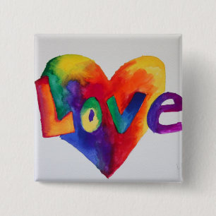 Rainbow Love Word Art Button of pin schilderen