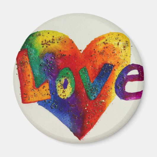 Rainbow Love Word Magnet Inspirerend Painting (Voorkant)