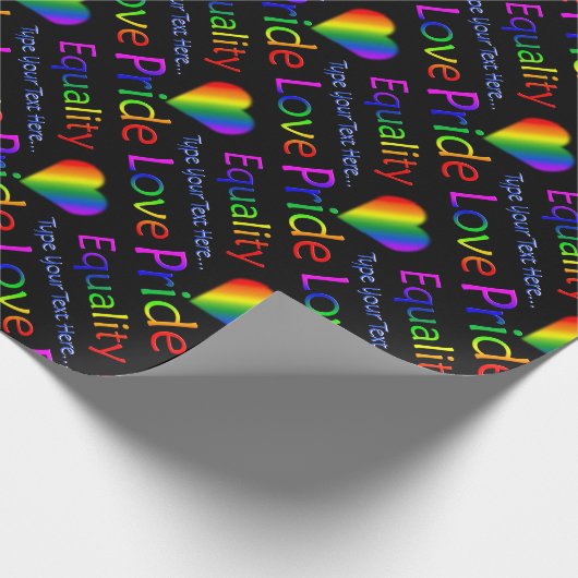 Rainbow Love Wrapping Paper Personalized Gay Pride Cadeaupapier (Hoek)