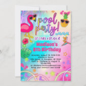 Rainbow Luau Pool Party Uitnodiging voor verjaarda (Voorkant)