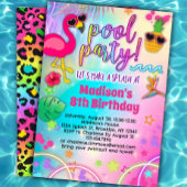 Rainbow Luau Pool Party Uitnodiging voor verjaarda