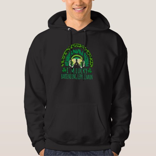 Rainbow Lucky Bartending Leprechaun Bartender St P Hoodie (Voorkant)
