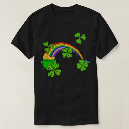 Rainbow Lucky Four Leaf Irish Shamrock St Patricks T-shirt (Design voorkant)