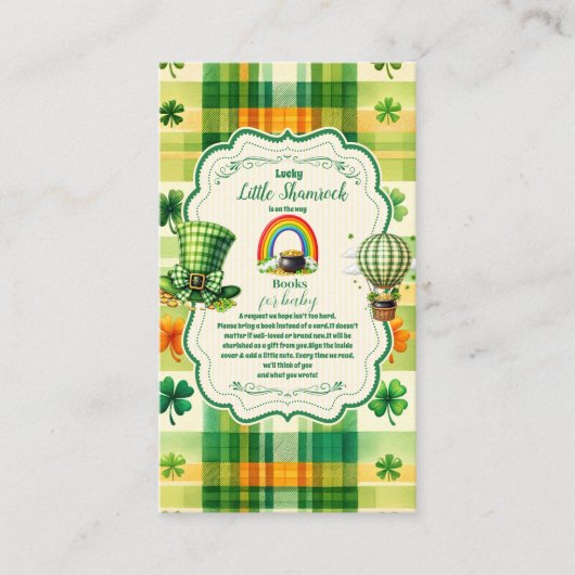 Rainbow Lucky Little Shamrock Boeken voor Baby Informatiekaartje (Voorkant)