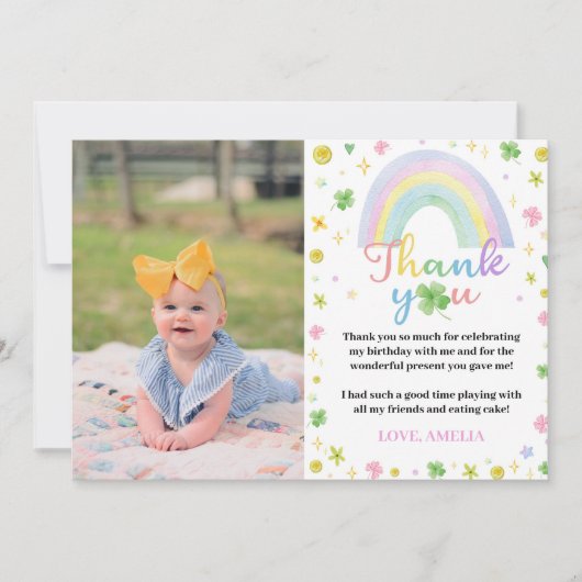 Rainbow Lucky One Dank u kaart Verjaardagsfeestje (Voorkant)