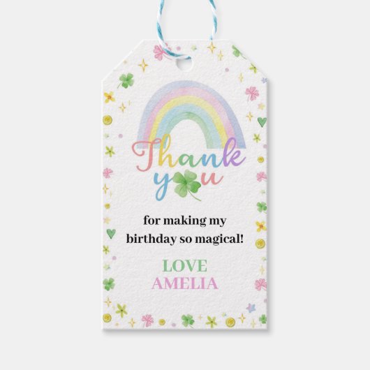 Rainbow Lucky One Dank u Label Verjaardagsfeestje Cadeaulabel (Voorkant)