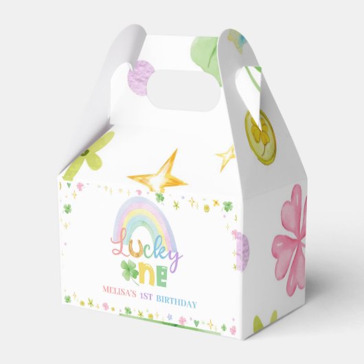 Rainbow Lucky One Favor Box Verjaardagsfeestje Bedankdoosjes (Achterkant)
