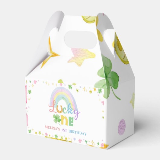 Rainbow Lucky One Favor Box Verjaardagsfeestje Bedankdoosjes (Voorkant Zijde)