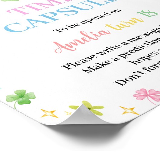 Rainbow Lucky One Verjaardag Tijd Capsule teken Poster (Hoek)