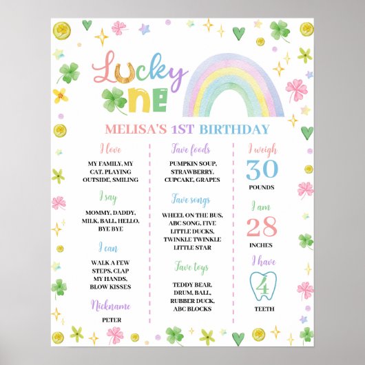 Rainbow Lucky One Verjaardagsmijlpaal Poster (Voorkant)