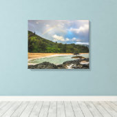 Rainbow, Lumaha'i Beach, Kauai, Hawaii Photography Canvas Afdruk (Insitu (Houten vloer))