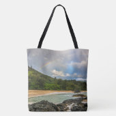 Rainbow Lumaha'i Beach, Kauai, Hawaiian Beach Bag Tote Bag (Achterkant)