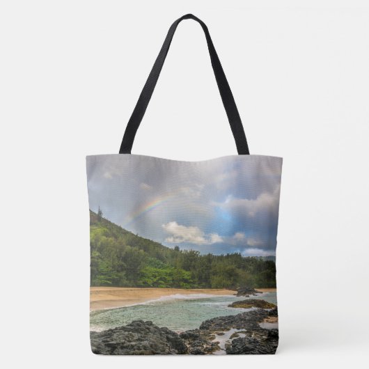 Rainbow Lumaha'i Beach, Kauai, Hawaiian Beach Bag Tote Bag (Achterkant)
