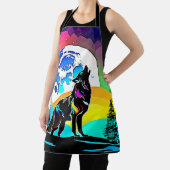 Rainbow Lunar Wolf Howl Art Schort (Insitu)