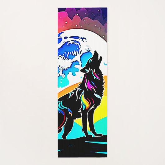 Rainbow Lunar Wolf Howl Art Yogamat (Achterkant)