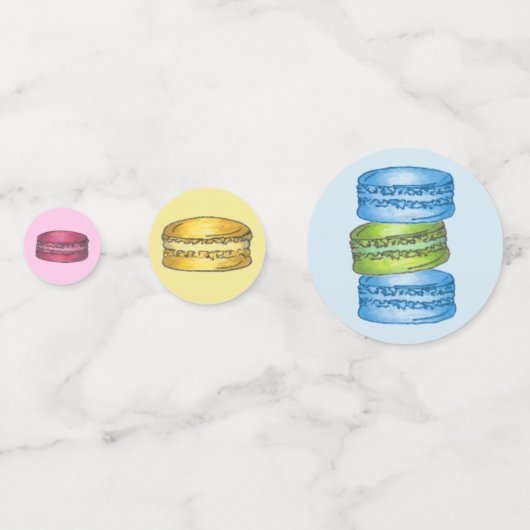 Rainbow Macaron Cookies French Pastry Bakery Food Confetti (Achterkanten)