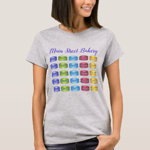 Rainbow Macaron Cookies French Pastry Bakery Food T-shirt