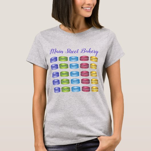 Rainbow Macaron Cookies French Pastry Bakery Food T-shirt (Voorkant)