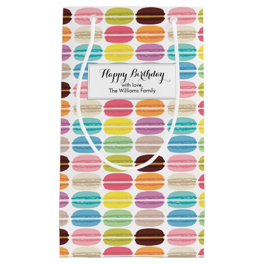 Rainbow Macarons Pattern Gepersonaliseerd Klein Cadeauzakje (Voorkant)