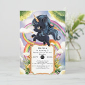 Rainbow Magical Black Eenhoorn Verjaardag Kaart (Staand voorkant)