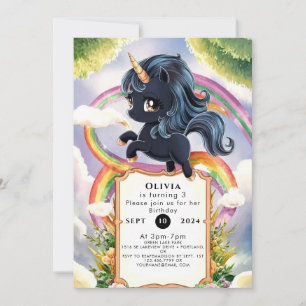 Rainbow Magical Black Eenhoorn Verjaardag Kaart