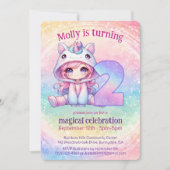 Rainbow Magical Chibi Eenhoorn verjaardag Kaart (Voorkant)