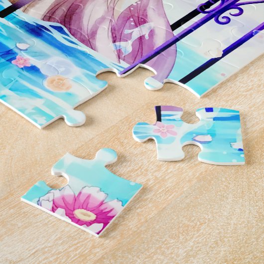 Rainbow Magical Fox Fairy Flowers Fantasy Art Legpuzzel (Zijkant)