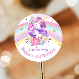 Rainbow Magische Eenhoorn Verjaardag Sticker